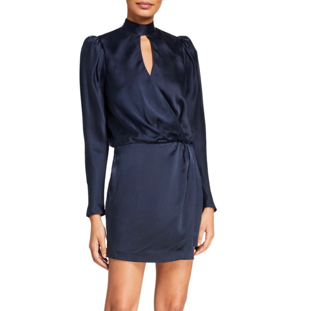 NWT FRAME Silk Mock Neck Wrap Party Dress